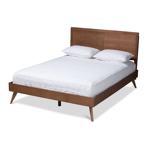 Baxton Studio Zenon Mid-Century Walnut Brown Finished Wood Full Size Platform Bed 156-9407-9419 - main